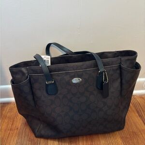 Coach Signature Baby Diaper Bag, NEW, Multi Purpose Saddle Bag, Handbag Brown